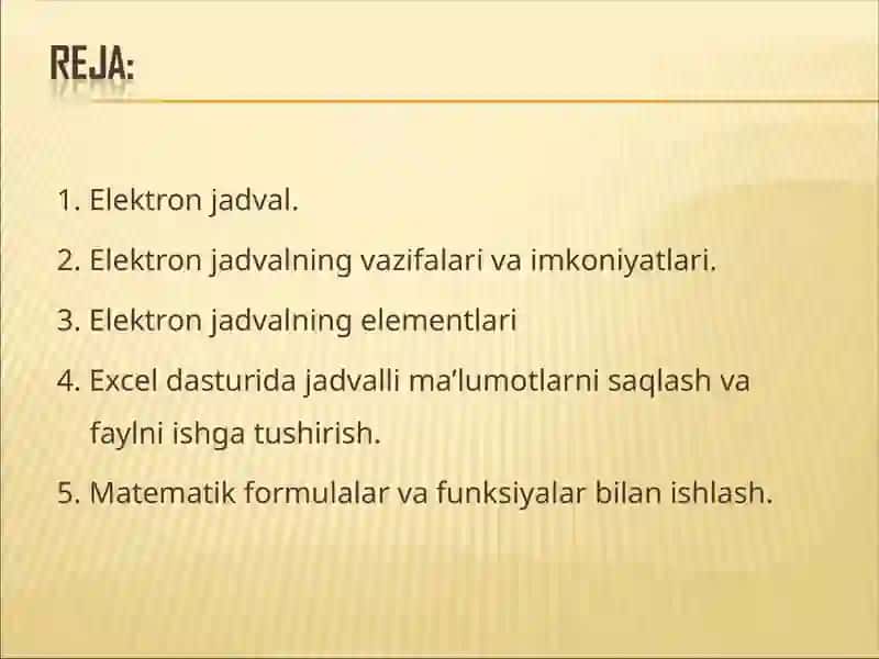 Excel dasturi 2