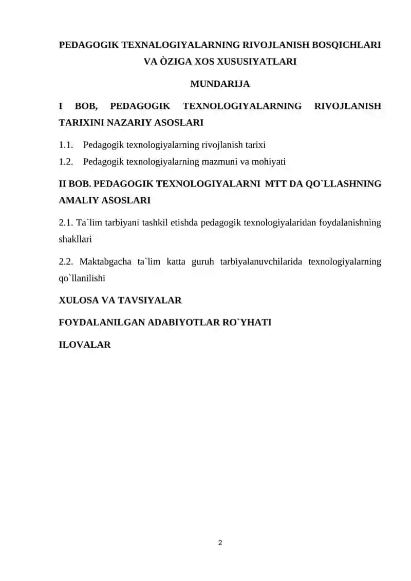 PEDAGOGIK TEXNALOGIYALARNING RIVOJLANISH BOSQICHLARI VA ÒZIGA XOS XUSUSIYATLARI 2