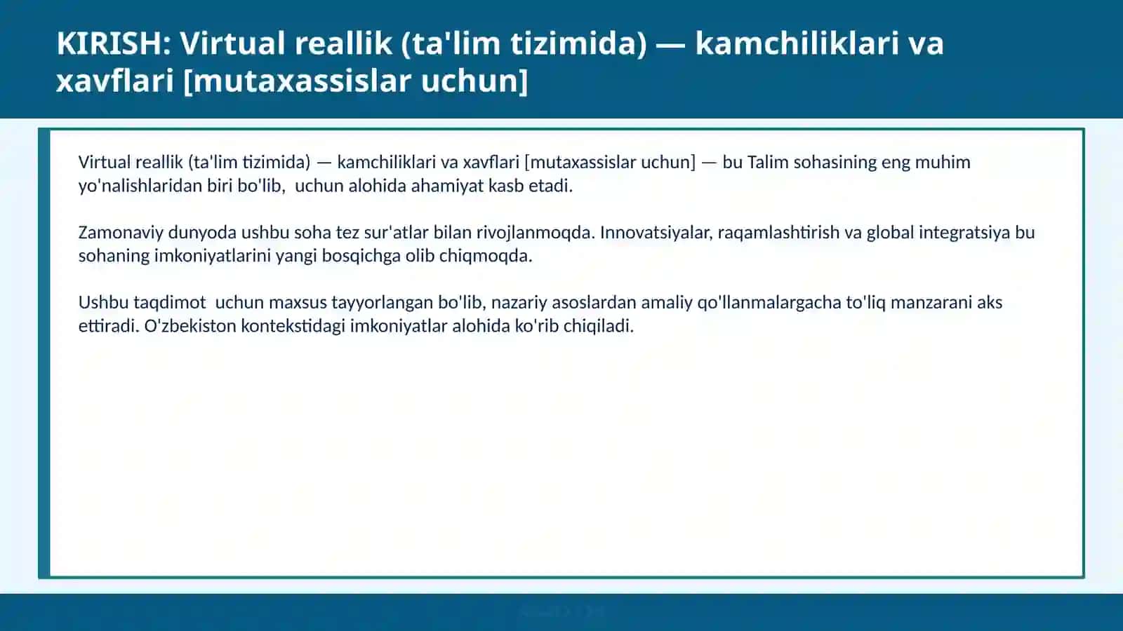 Virtual reallik (ta'lim tizimida) — kamchiliklari va xavflari [mutaxassislar uchun] 2