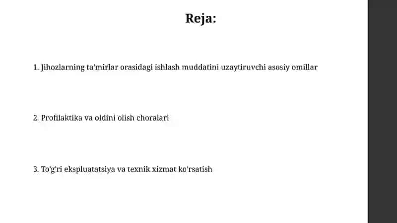 Jihozlarning taʼmirlar orasidagi jihozni ishlash muddatini oshiruvchi asosiy omillar 2