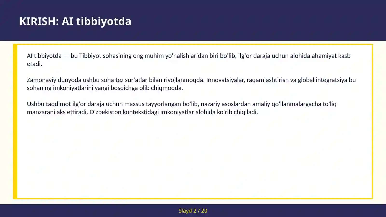 AI tibbiyotda 2