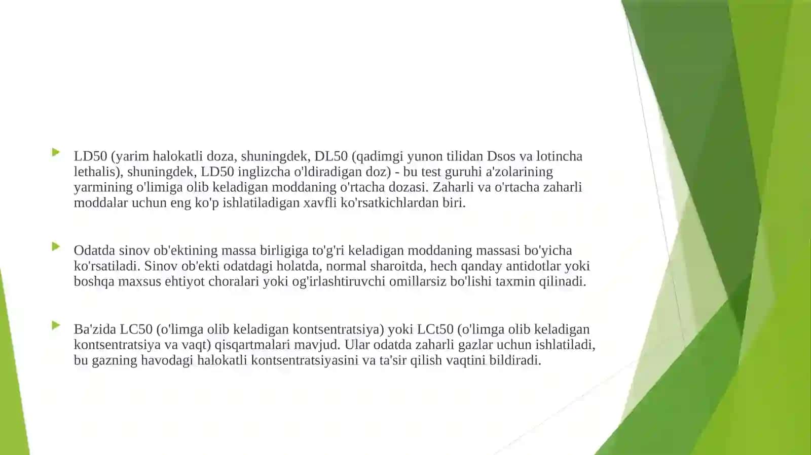 Ld50 (yarim halokatli doza) haqida 2