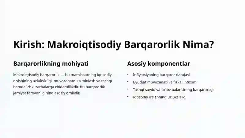 Makroiqtisodiy Barqarorlikni Baholash Indikatorlari 2