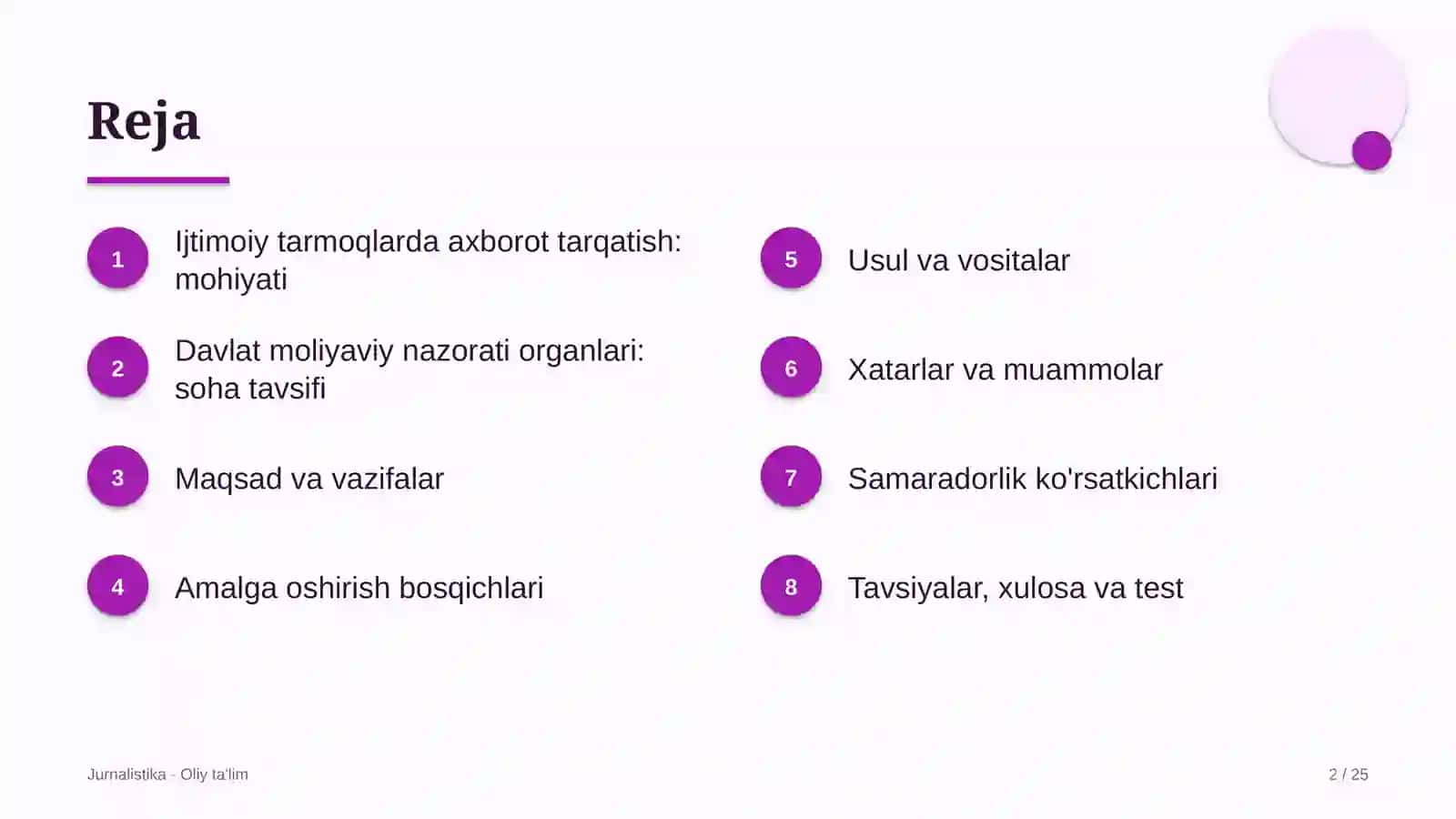 Jurnalistika · Oliy ta'lim 2