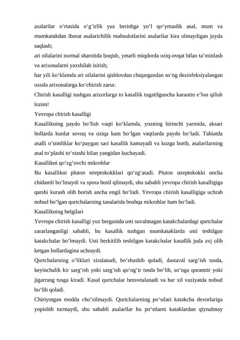 Asalarilarning virusli falaj kasalligi va kurash choralari 2