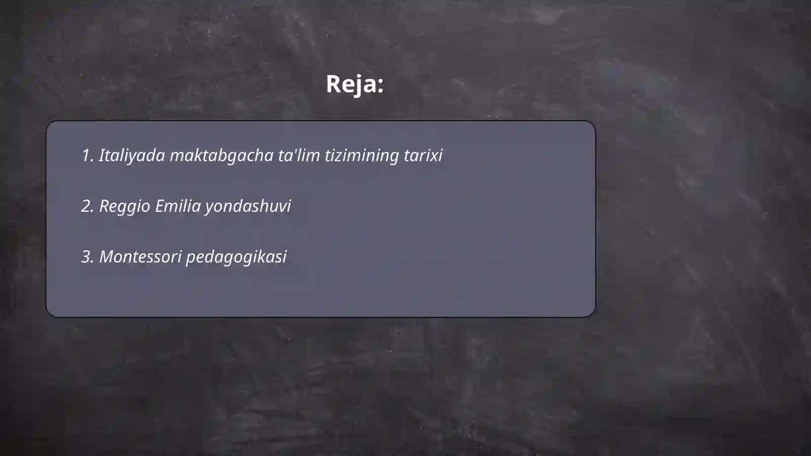 Italiya maktabgacha ta'lim tizimi va undagi yondasguvlar 2