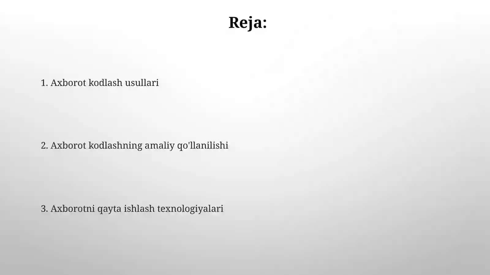 Axborotlarni qayta ishlash texnologiyalari 2