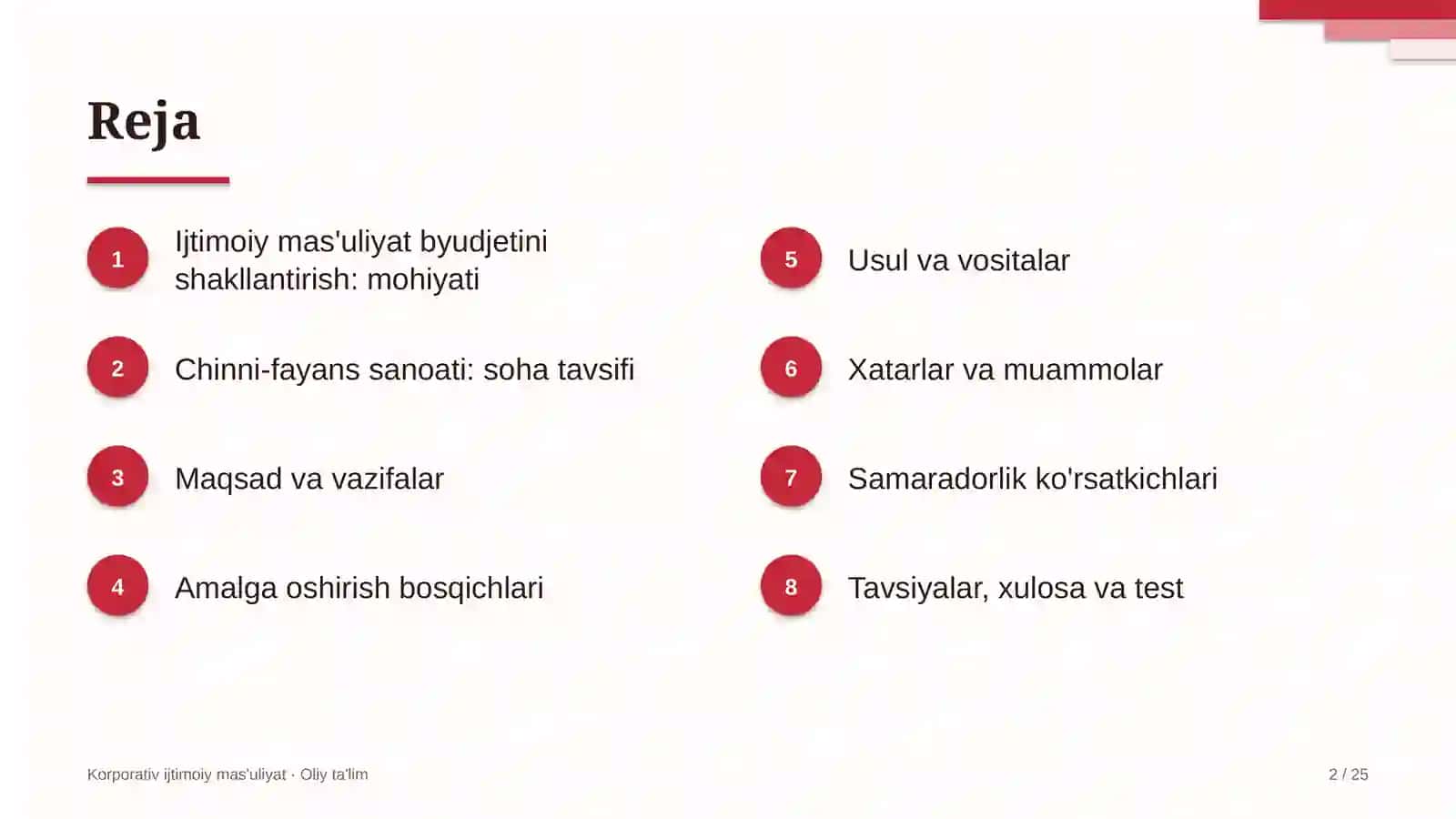 Chinni-fayans sanoatida ijtimoiy mas'uliyat byudjetini shakllantirish 2