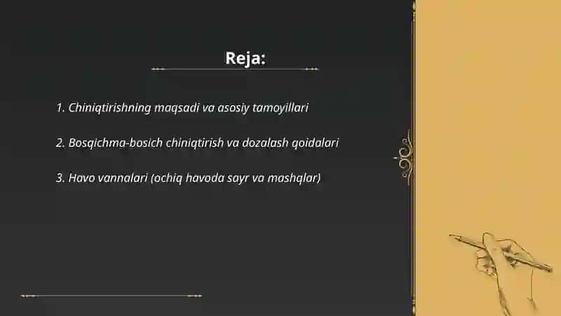 Organizimlarni chiniqtirish usullari 2