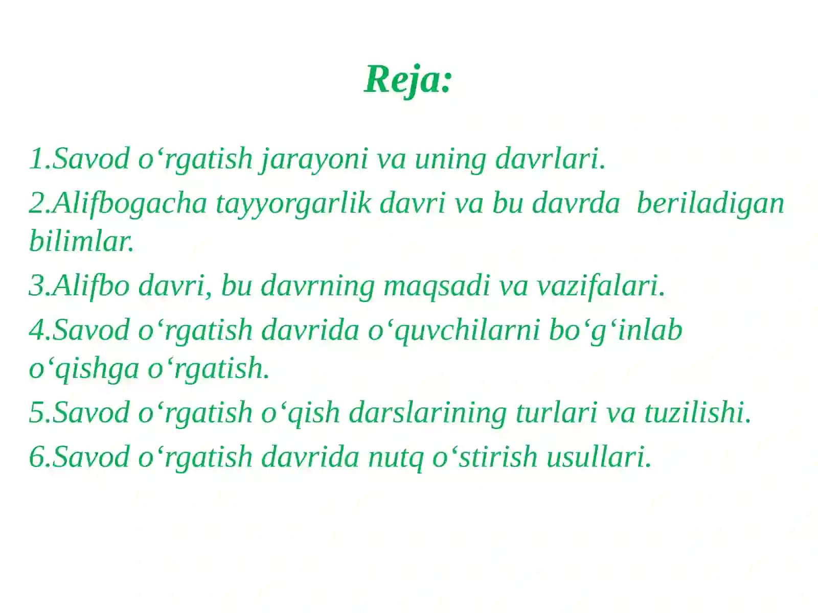 Savodo‘rgatish jarayoni va uning davrlari 2