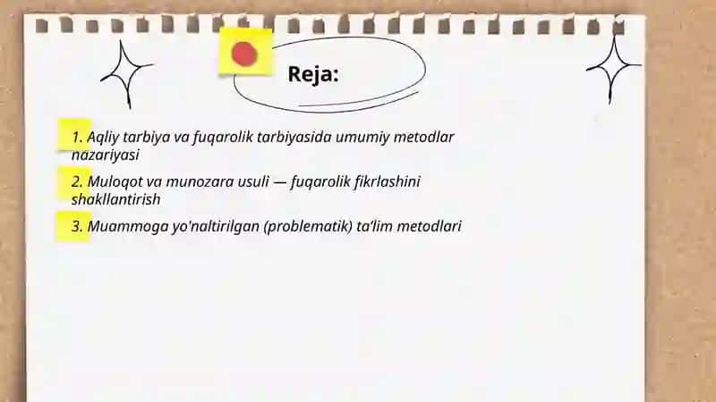 Tarbiyaning umumiy metodlari Aqliy tarbiya fuqarolik tarbiyasi 2