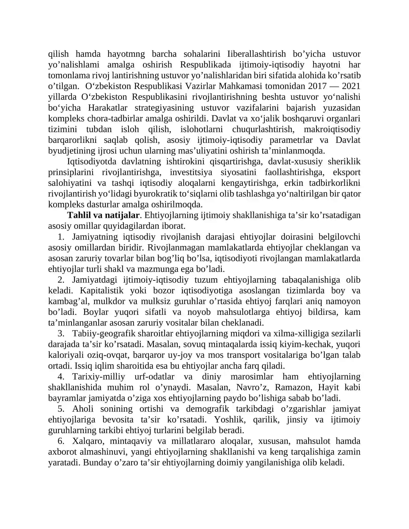 Ijtimoiy-iqtisodiy ehtiyojlar 2