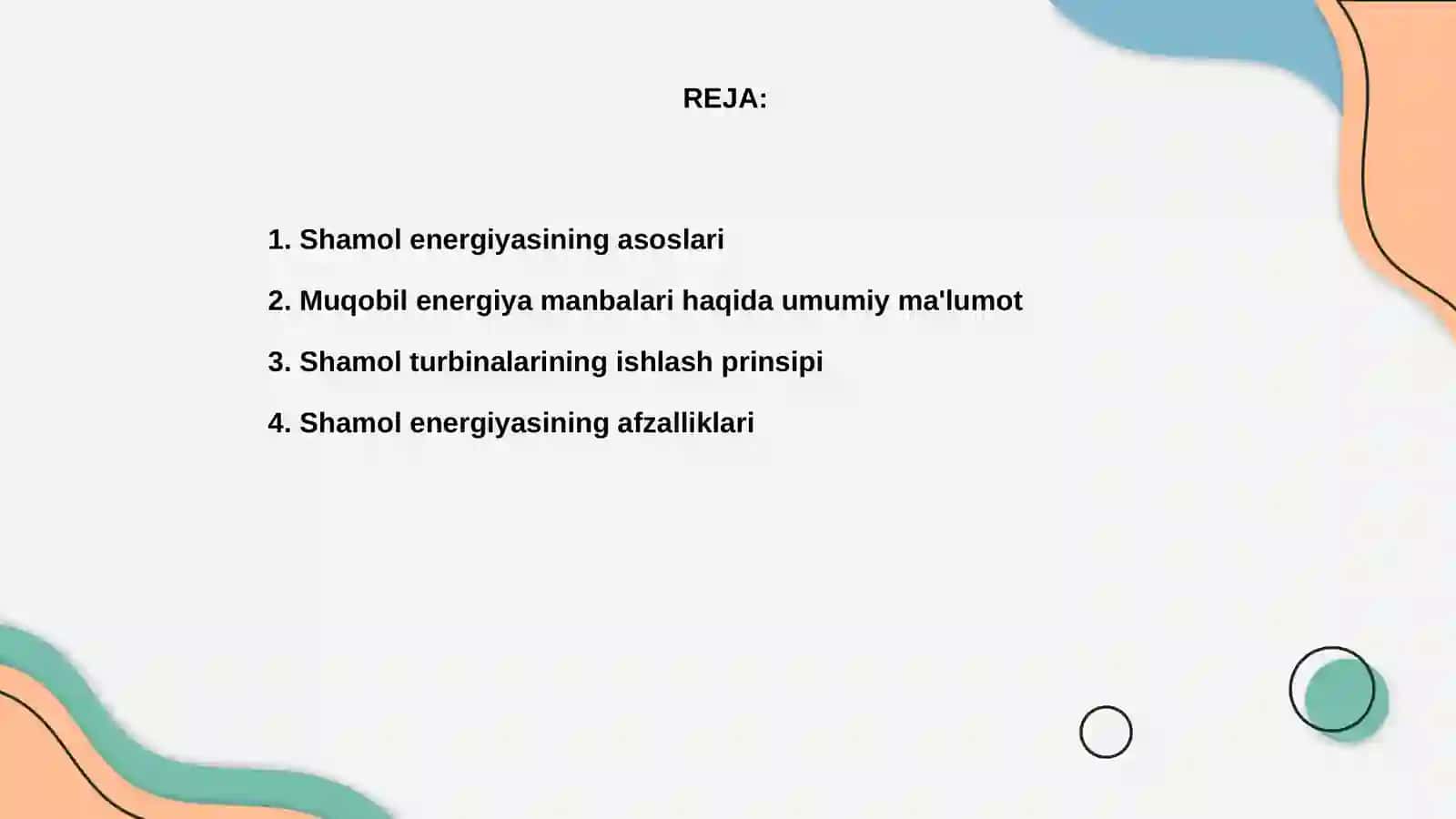 Muqobil elektr manbalari: shamol energiyasi 2