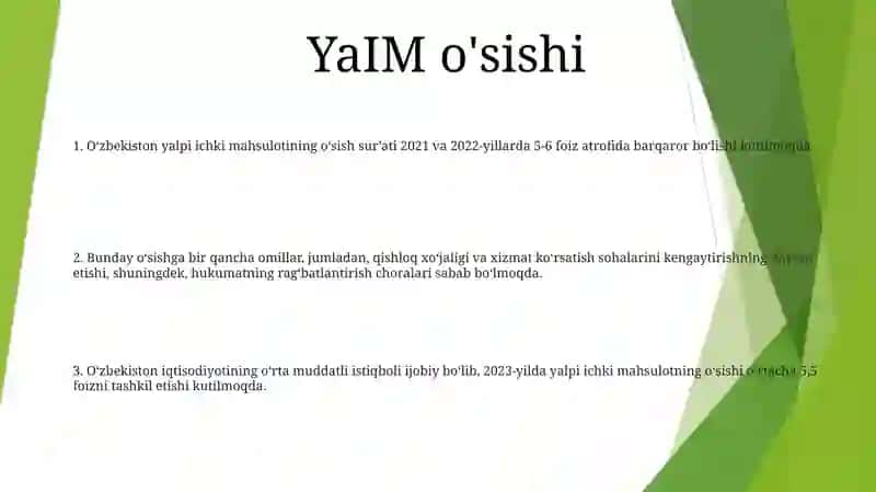 2021-2023 Yillardagi Asosiy Makroiqtisodiy Ko'Rsatkichlari 2