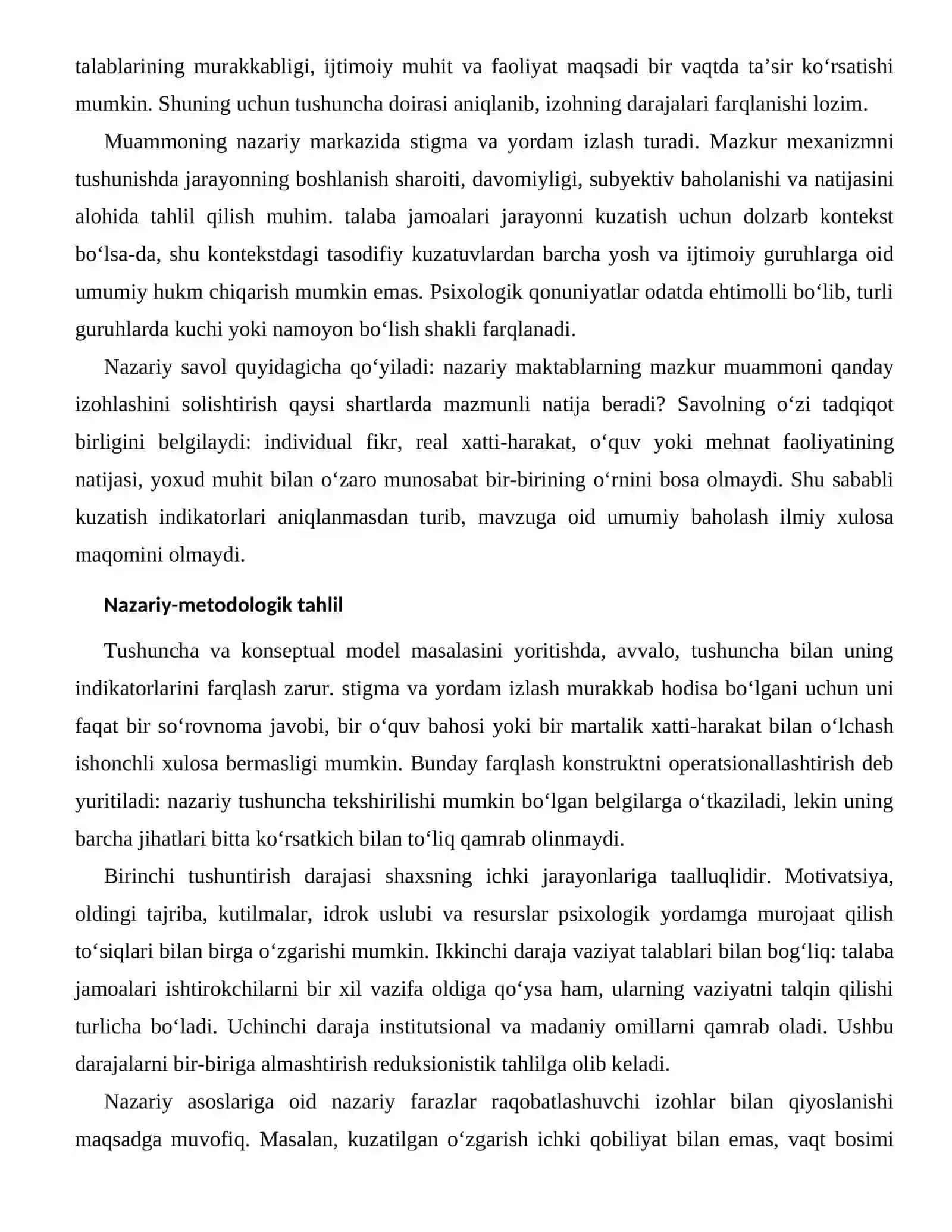 PSIXOLOGIK YORDAMGA MUROJAAT QILISH TO‘SIQLARI — NAZARIY ASOSLARI 2