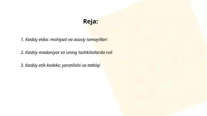 Kasbiy etika va professional madaniyat 2