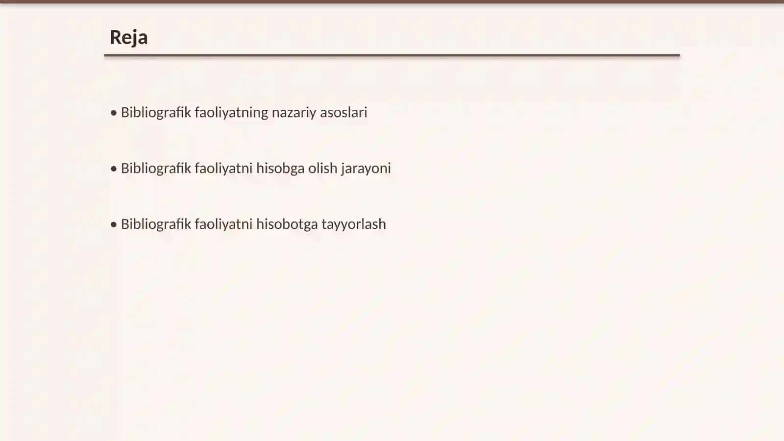 Bibliografik faoliyatni hisobga olish va hisoboti! 2