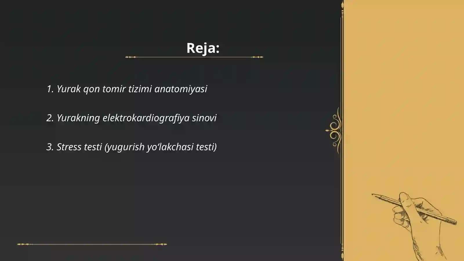 Yurak qon tomir tizimini baxolash uchun funksional sinamalar 2