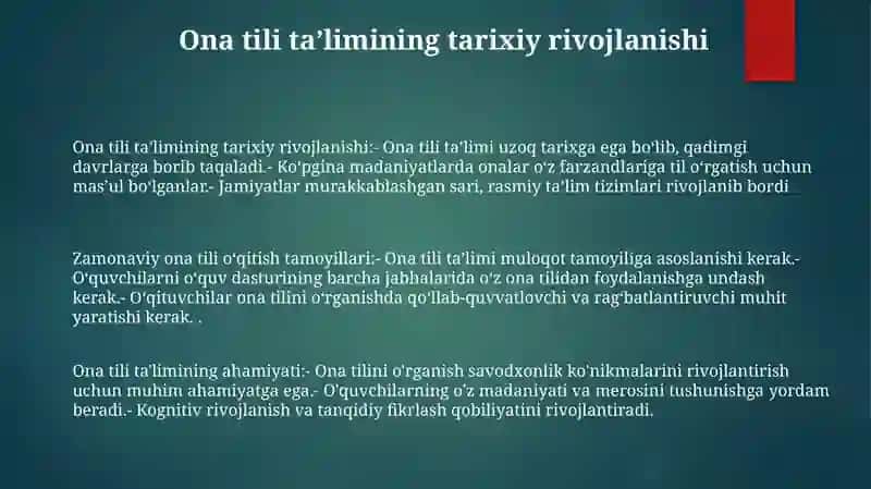 Zamonaviy Ona Tili Darslarini Tashkil Etish Tamoyillari 2