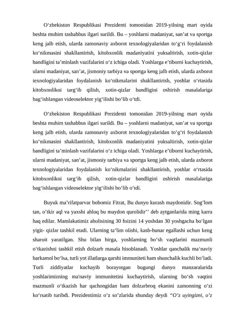 Besh tashabbus va uning ma'naviy madaniyatini ta'minlashdagi o'rni 2