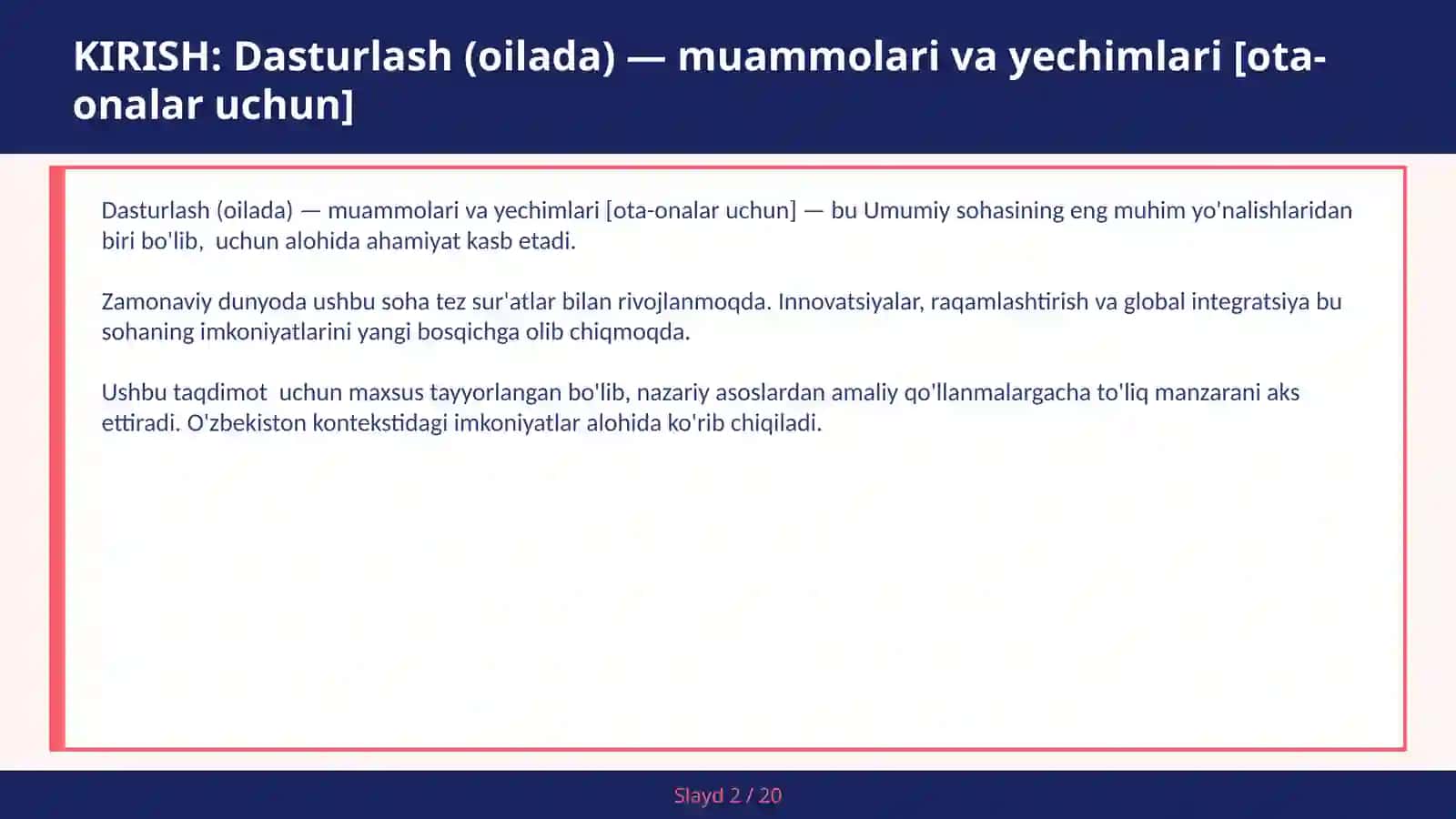 Dasturlash (Oilada) — Muammolari va Yechimlari [Ota-Onalar Uchun] 2