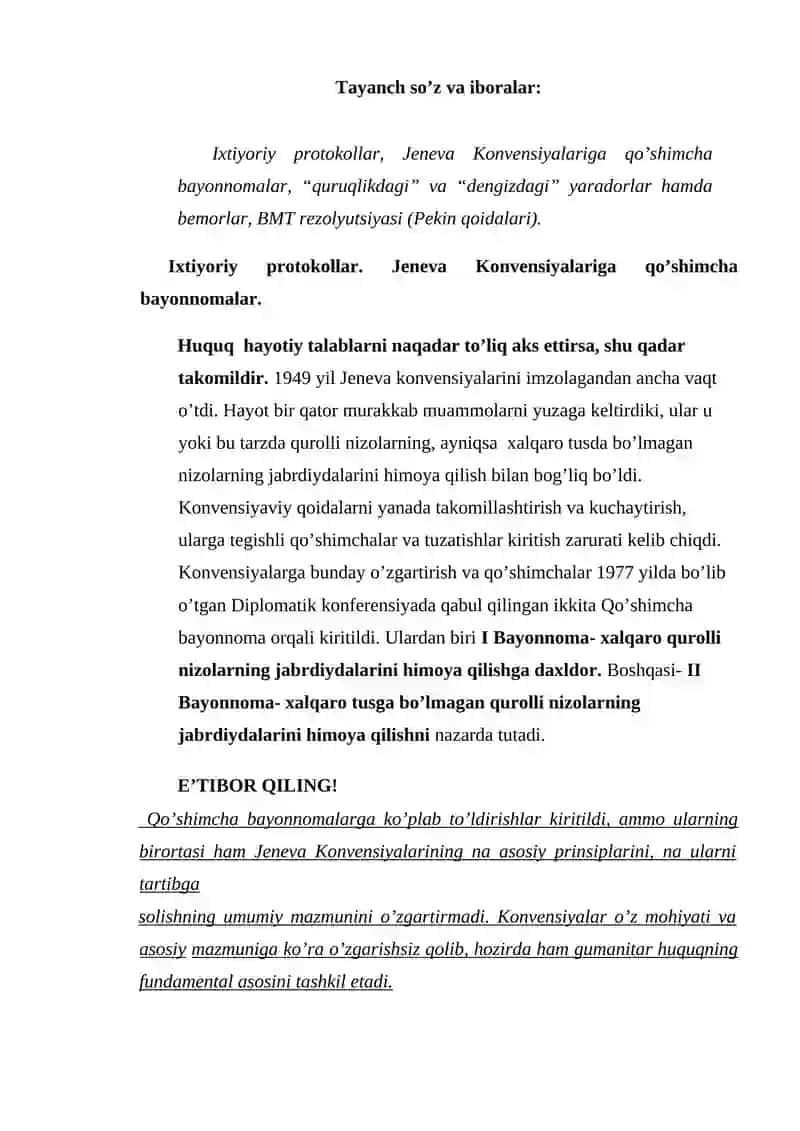 Bola huquqlari va xalqaro gumanitar huquq. 2