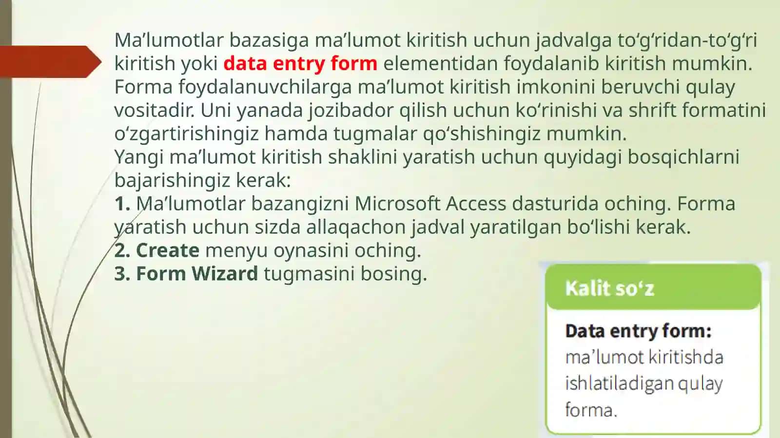Maʼlumotkiritish formasini yaratish 2