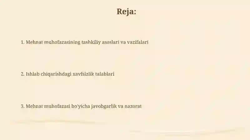 Qishloq xo’jalik korxonalarida mehnat muhofazasiga oid ishlarni tashkil qilish 2