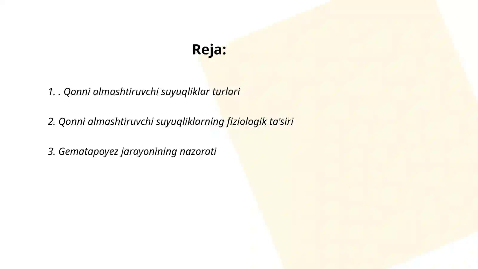 Qon oʻrnini bosadigan suyuqliklar 2