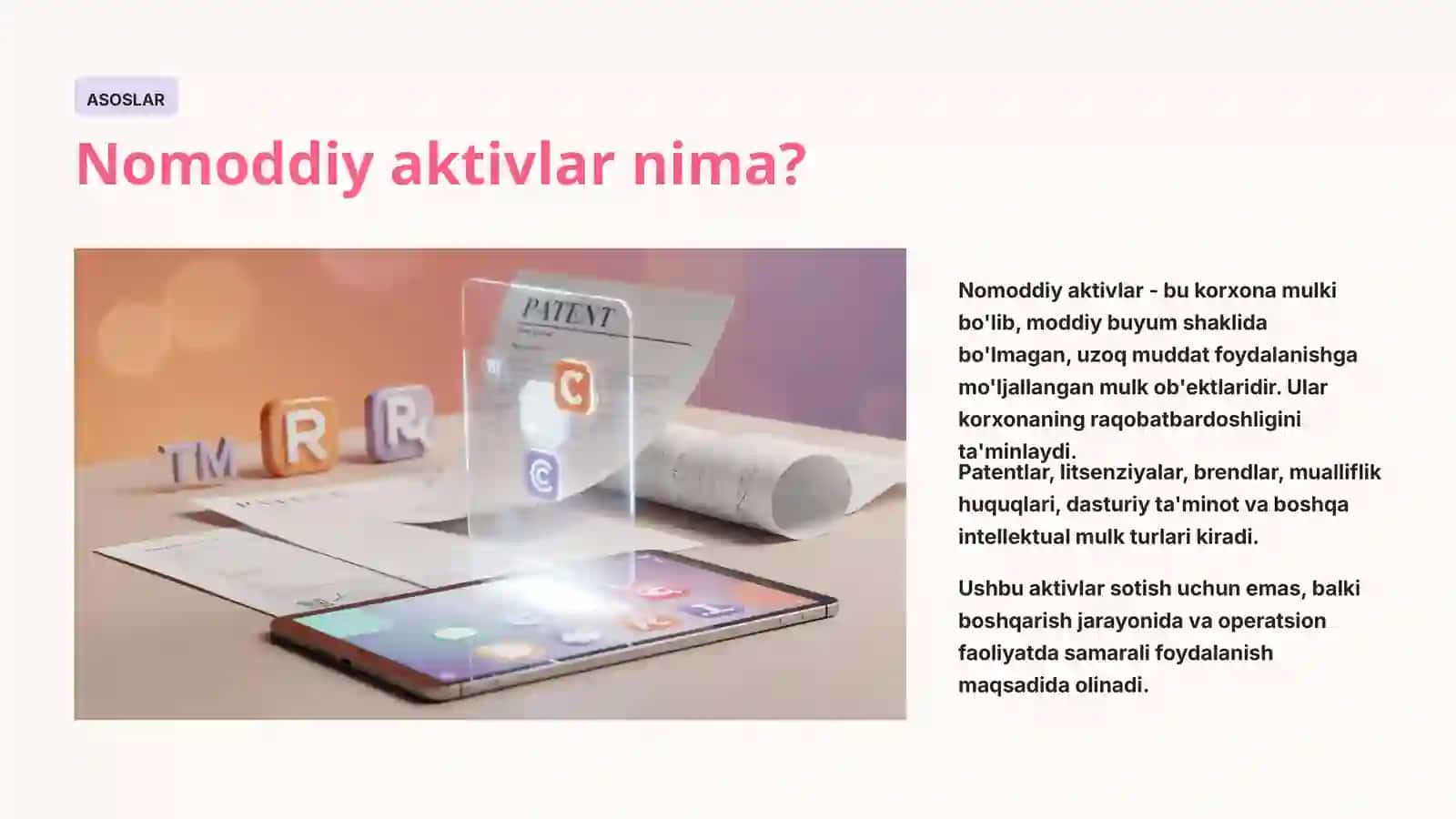 Nomoddiy aktivlar hisobi: Asosiy tushunchalar va amaliyot 2
