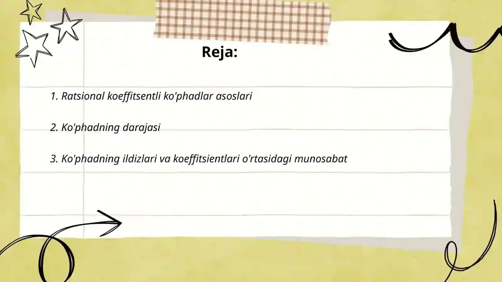 Ratsional koeffitsentli ko'phadlar 2
