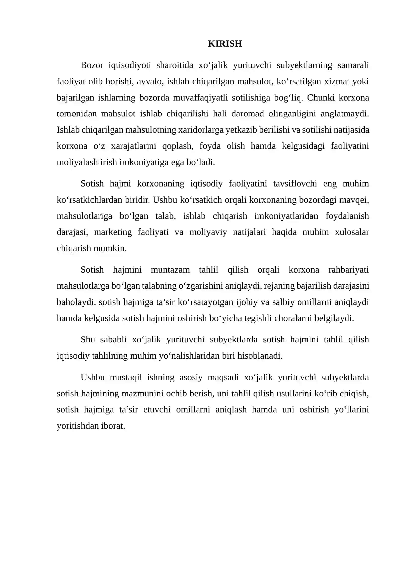 XO‘JALIK YURITUVCHI SUBYEKTLARNING SOTISH HAJMINI TAHLILI 2