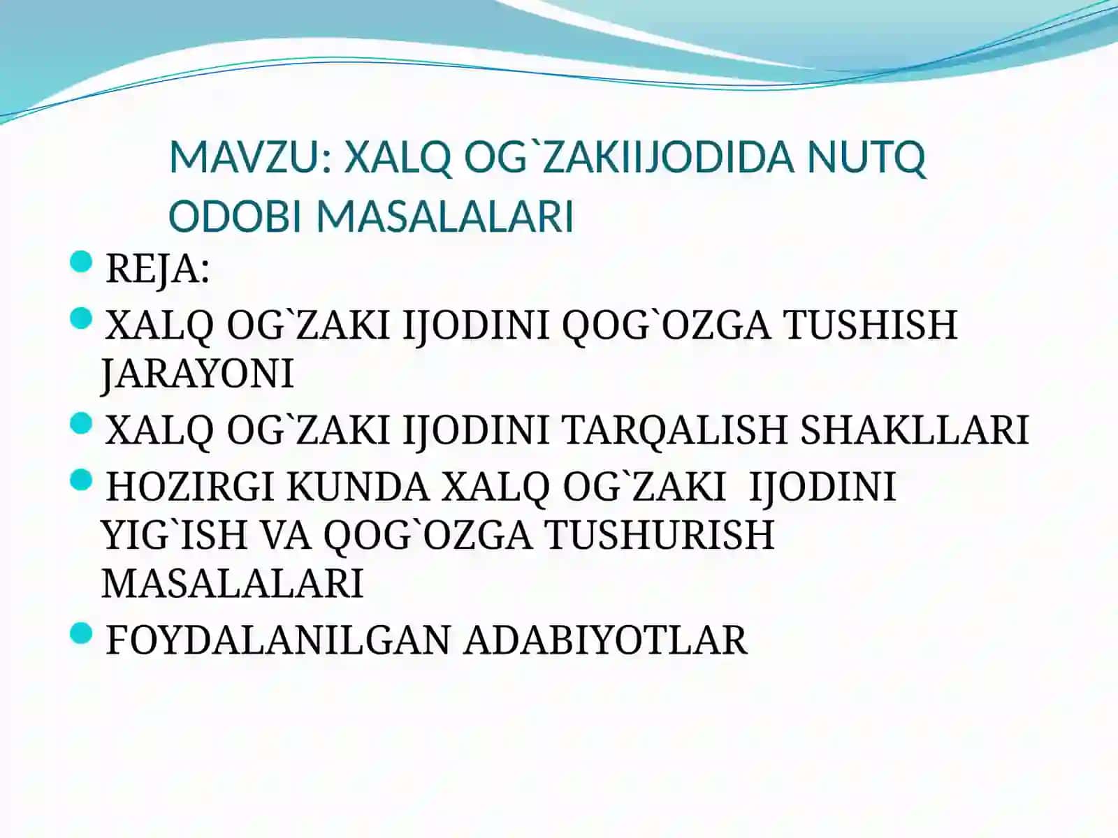 XALQ OG`ZAKIIJODIDA NUTQ ODOBI MASALALARI 2