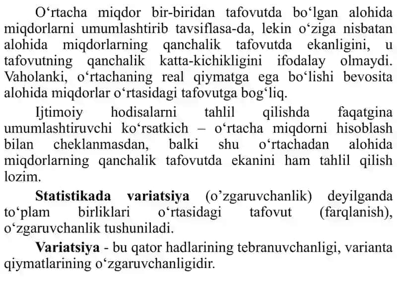 Variatsiya koʻrsatgichlari 2