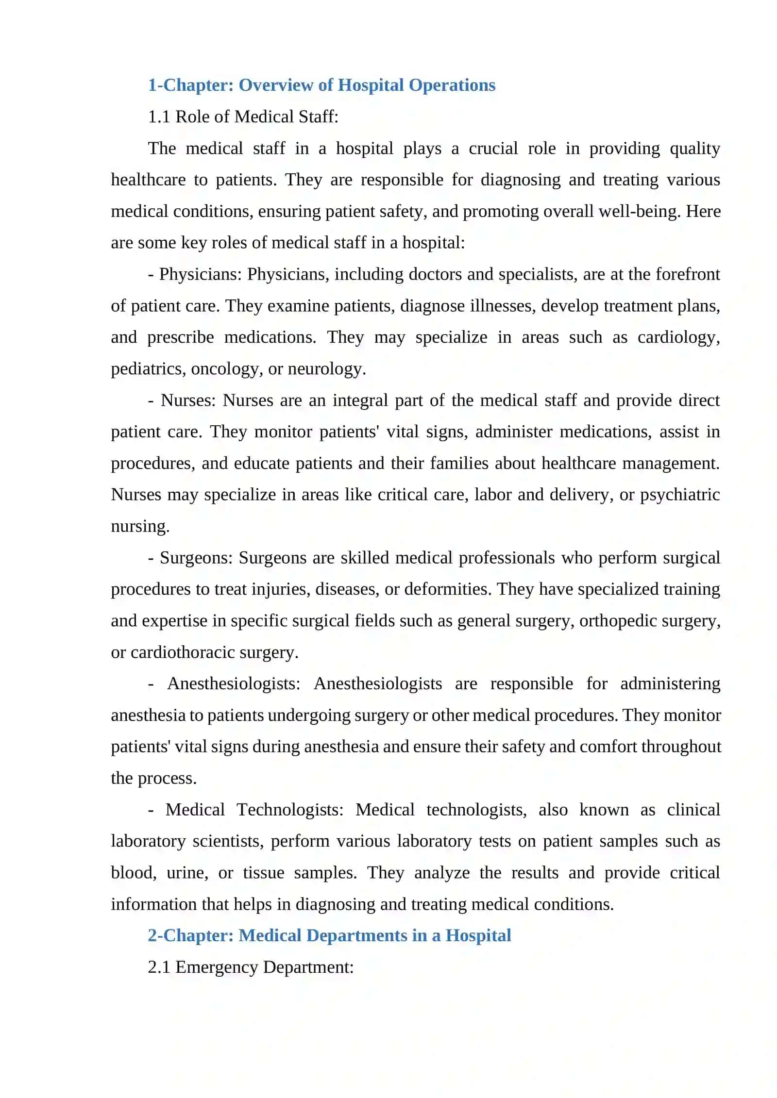 Overview of Hospital Operations 2