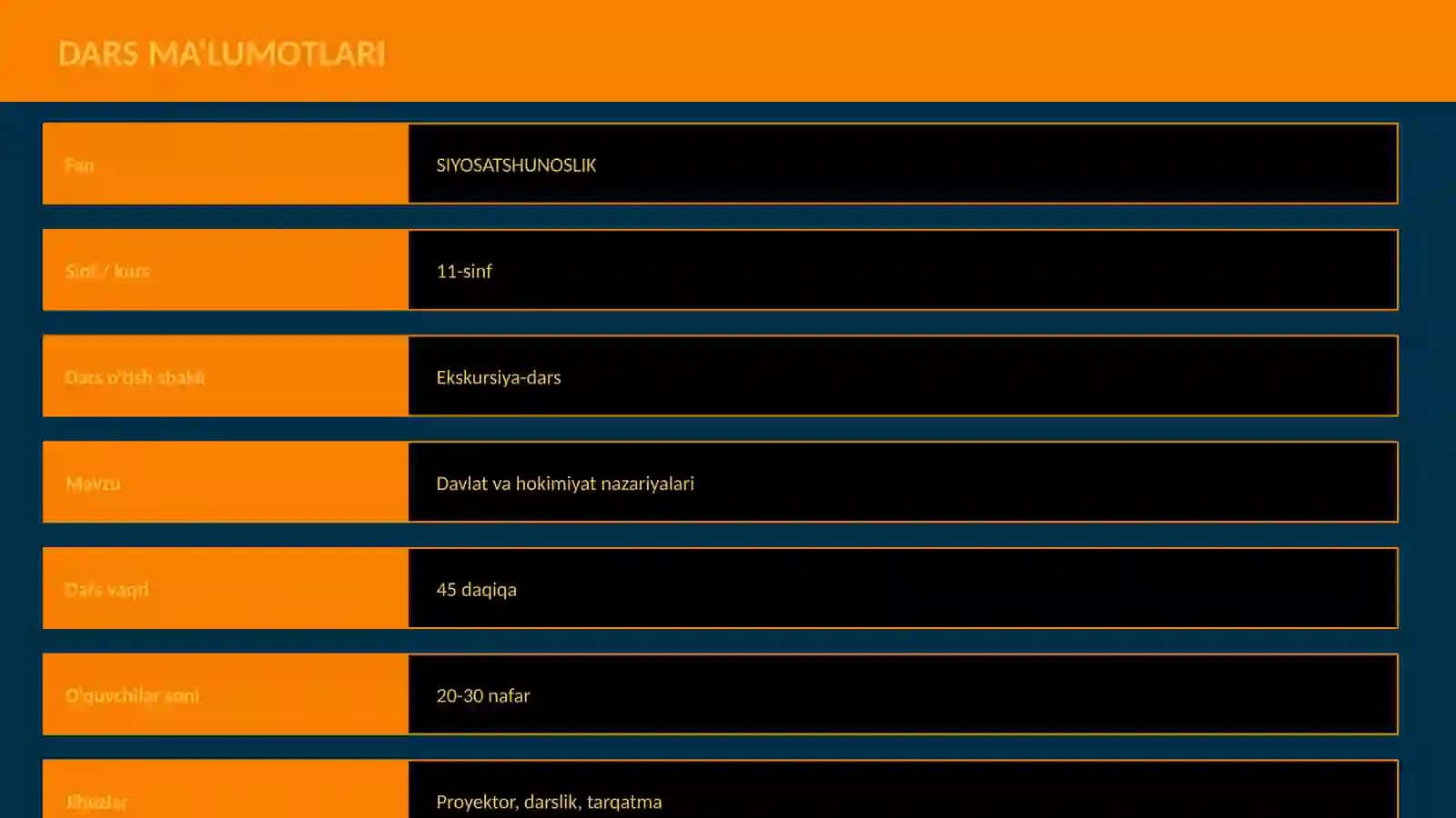 Davlat va hokimiyat nazariyalari Ekskursiya-dars 2