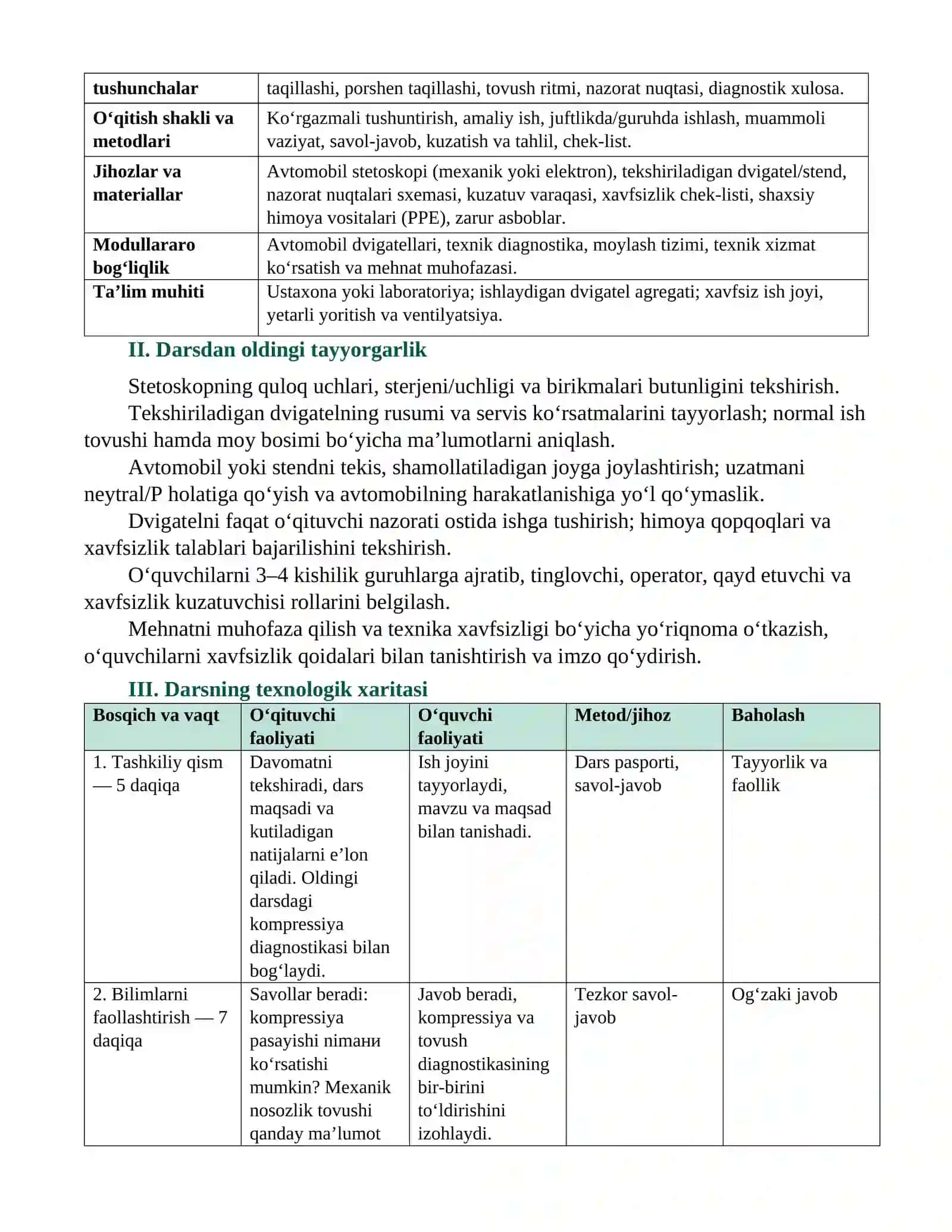 Stetoskop bilan krivoship-shatun mexanizmidagi taqillashlarni aniqlash 2