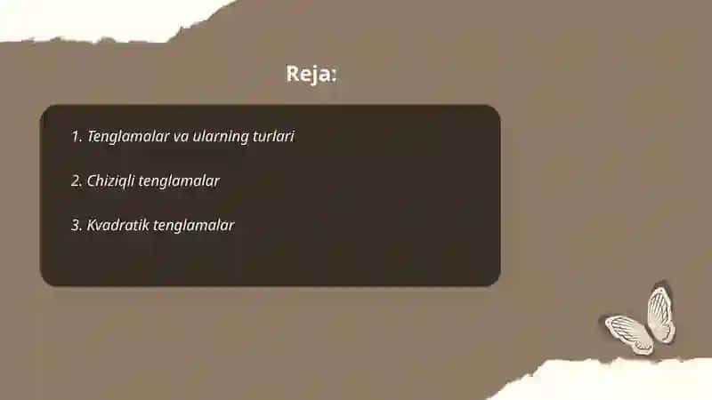 Tenglamalar va ularning turlari 2