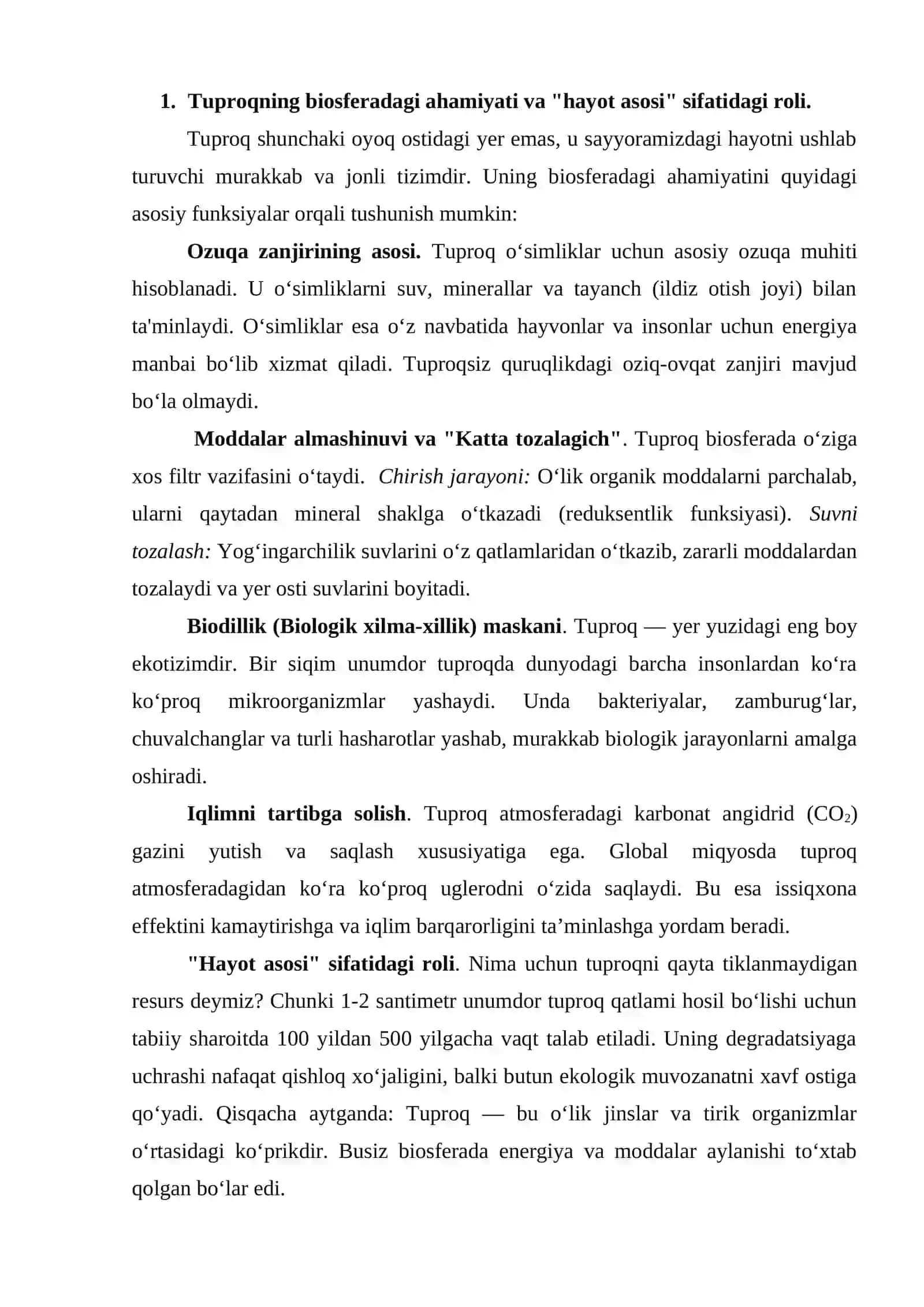 Tuproq degradatsiyasining rivojlanishi 2