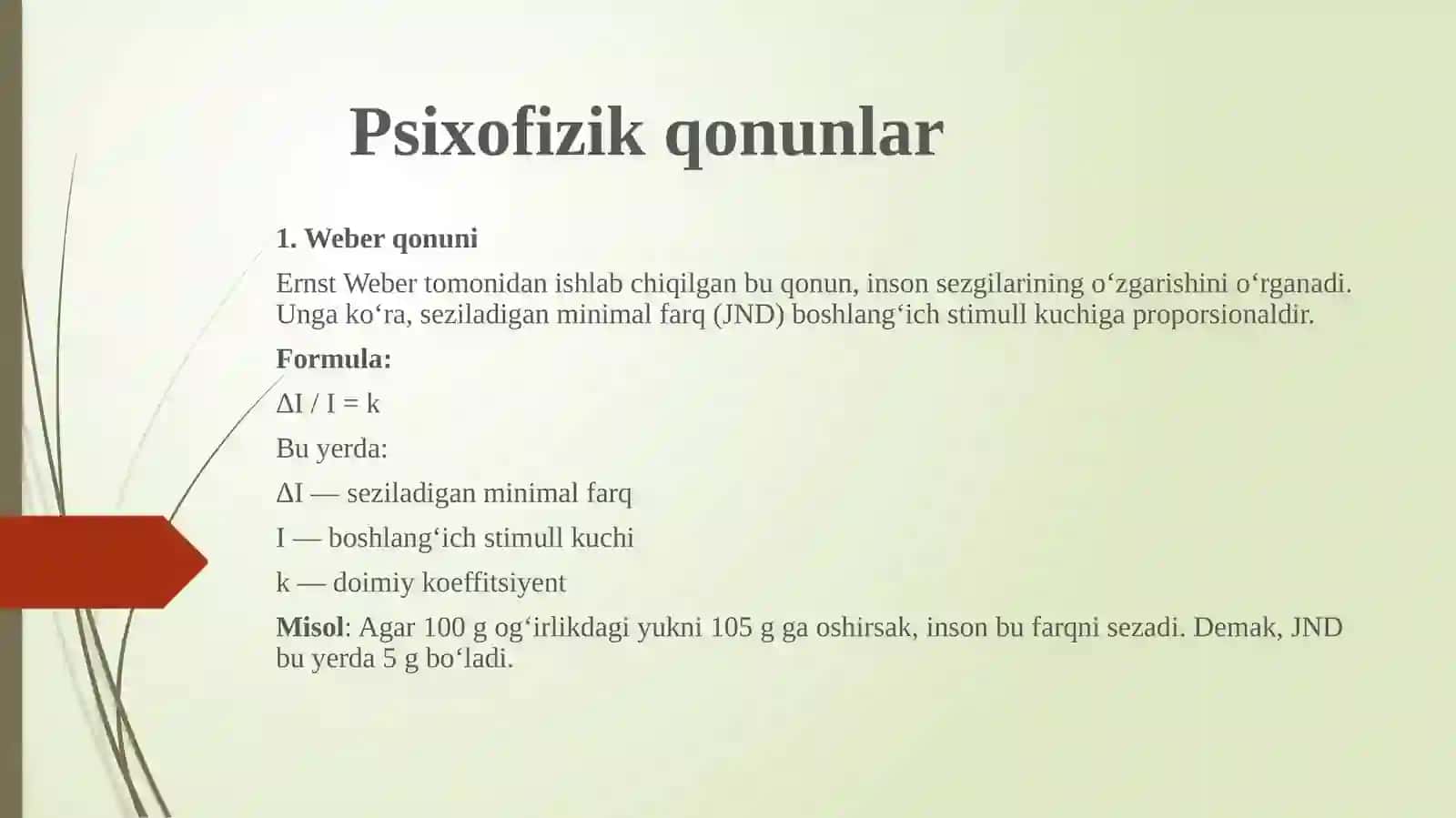 Sezgi psixofizikasi Asosiy tushunchalar 2