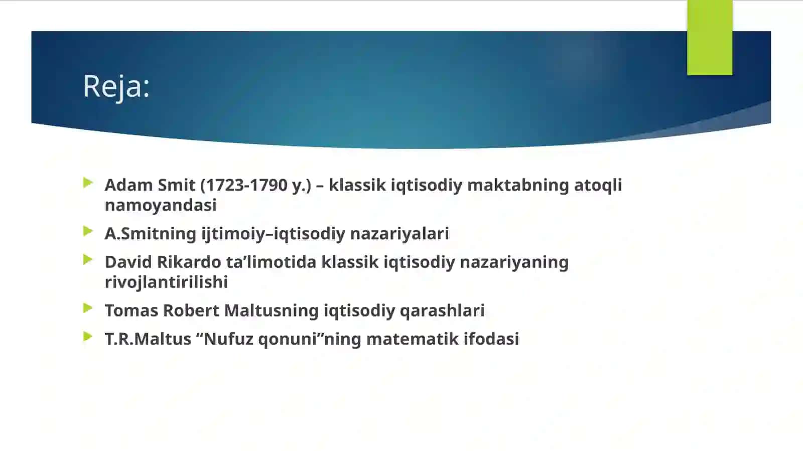 Klassikiqtisodiy maktabning to‘lashakllanisni 2
