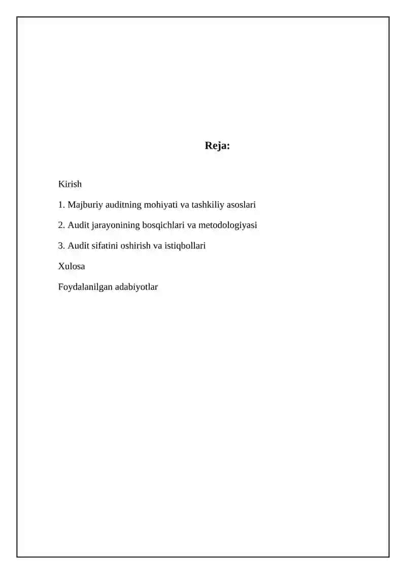 Majburiy auditorlik tekshiruvi va uni tashkil etish masalalari 2