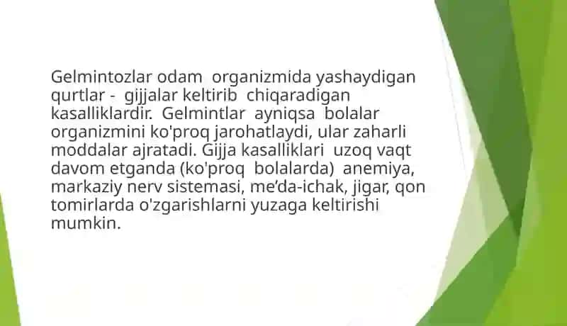 Gelmintozlar va ularning qarshi kengash 2