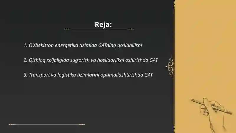 O’zbekiston energetika tizimida GATning qo’llanilishi 2