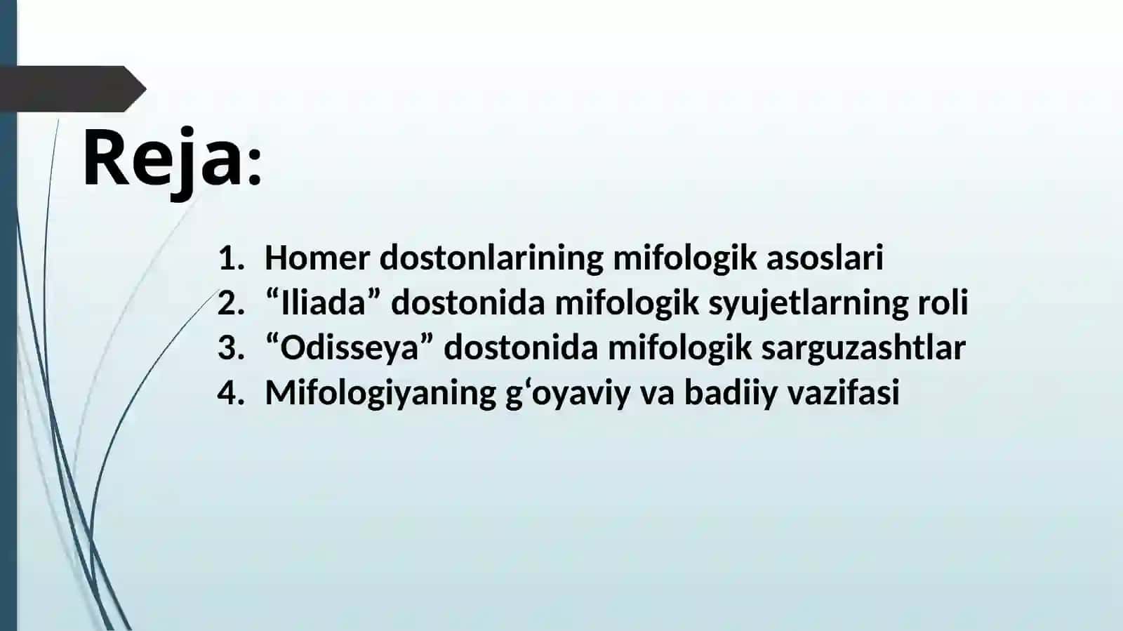 Gomerning "Iliada", va "Odisseya" asarlarida mifologik syujetlarning o'rni 2