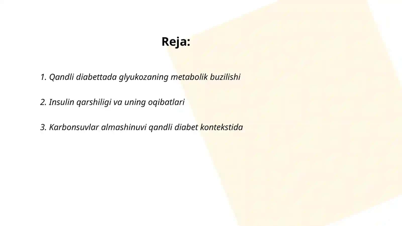 Qandli diabetda karbonsuvlar,yogʻlar va oqsillar buzilishi 2