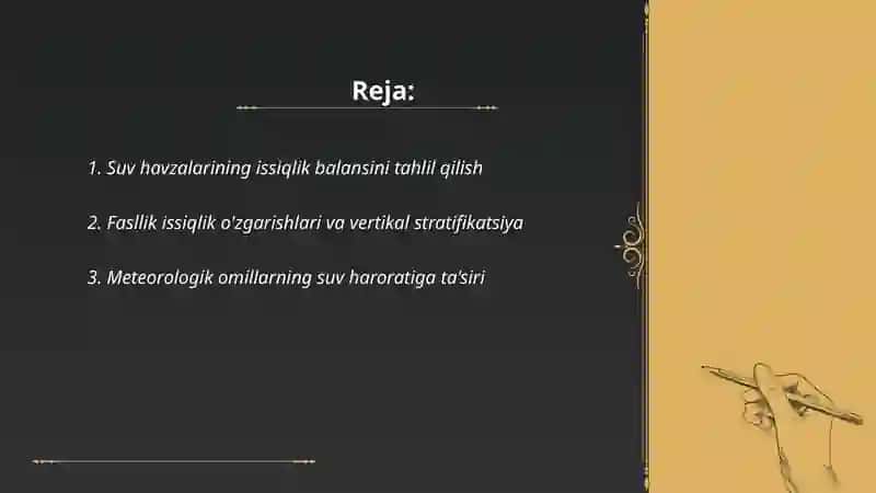 Suv havzalarining issiqlik rejimini o'rganish 2