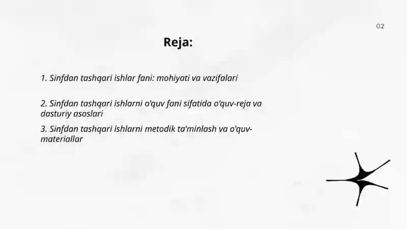 Sinfdan tashqari ishlarni tashkil qilish va òtkazish metodikasi fani-òquv fani sifatida 2