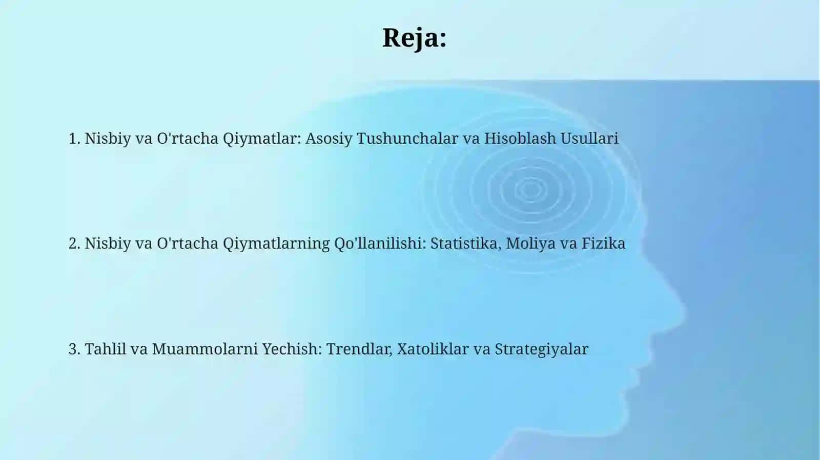Nisbiy va O'rtacha Qiymatlar 2
