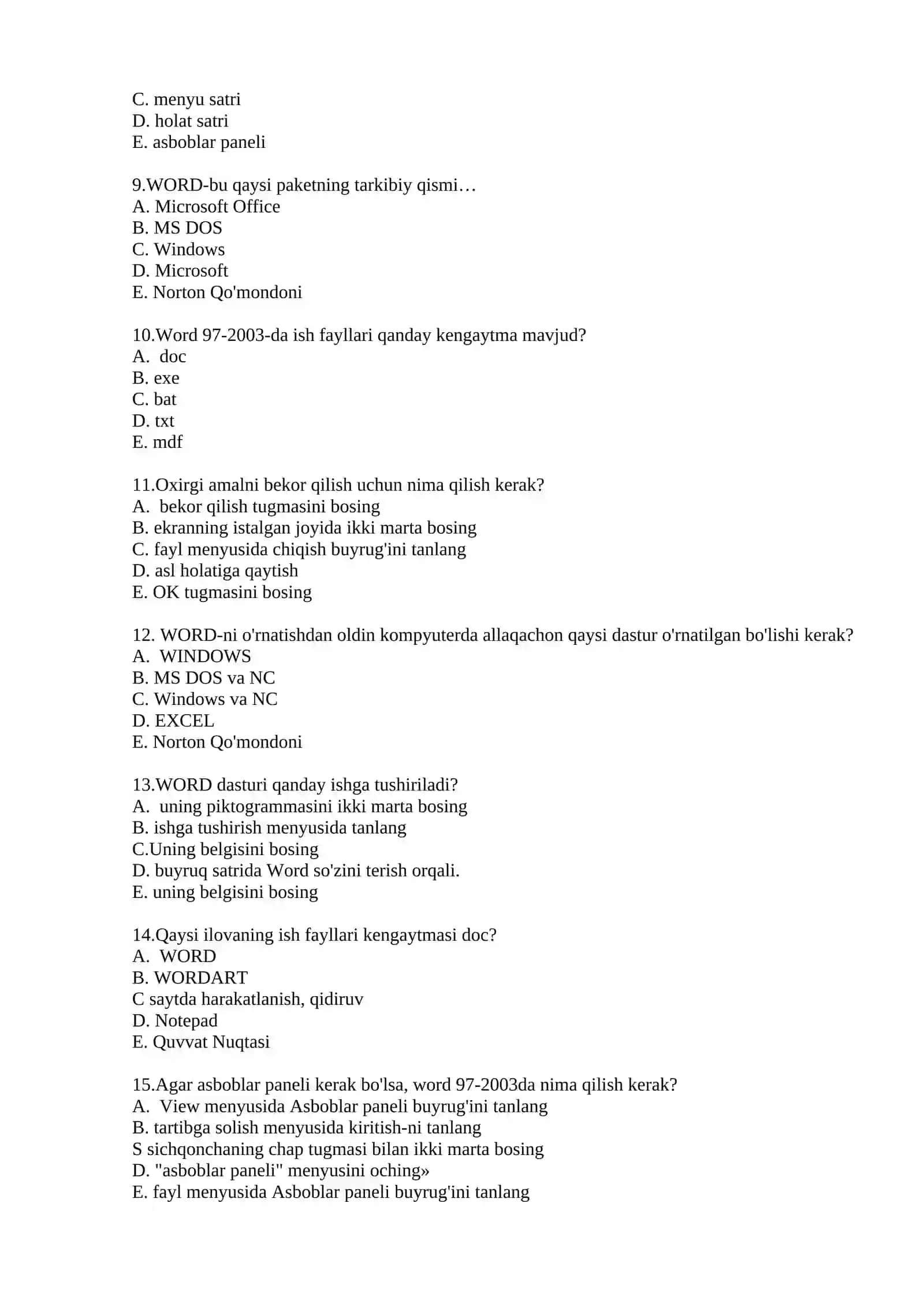 Word matn muharriri jadvallarini yaratish va formatlash. Jadvalga matn kiritish, formatlash, axborotni tartiblash va hisoblash 2